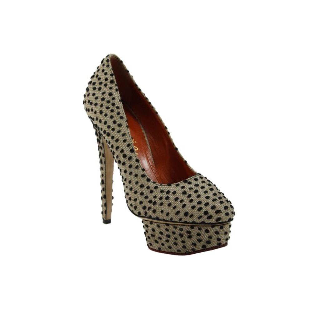 Charlotte Olympia Womens Textured Platform Pumps Shoes Brown Size 7